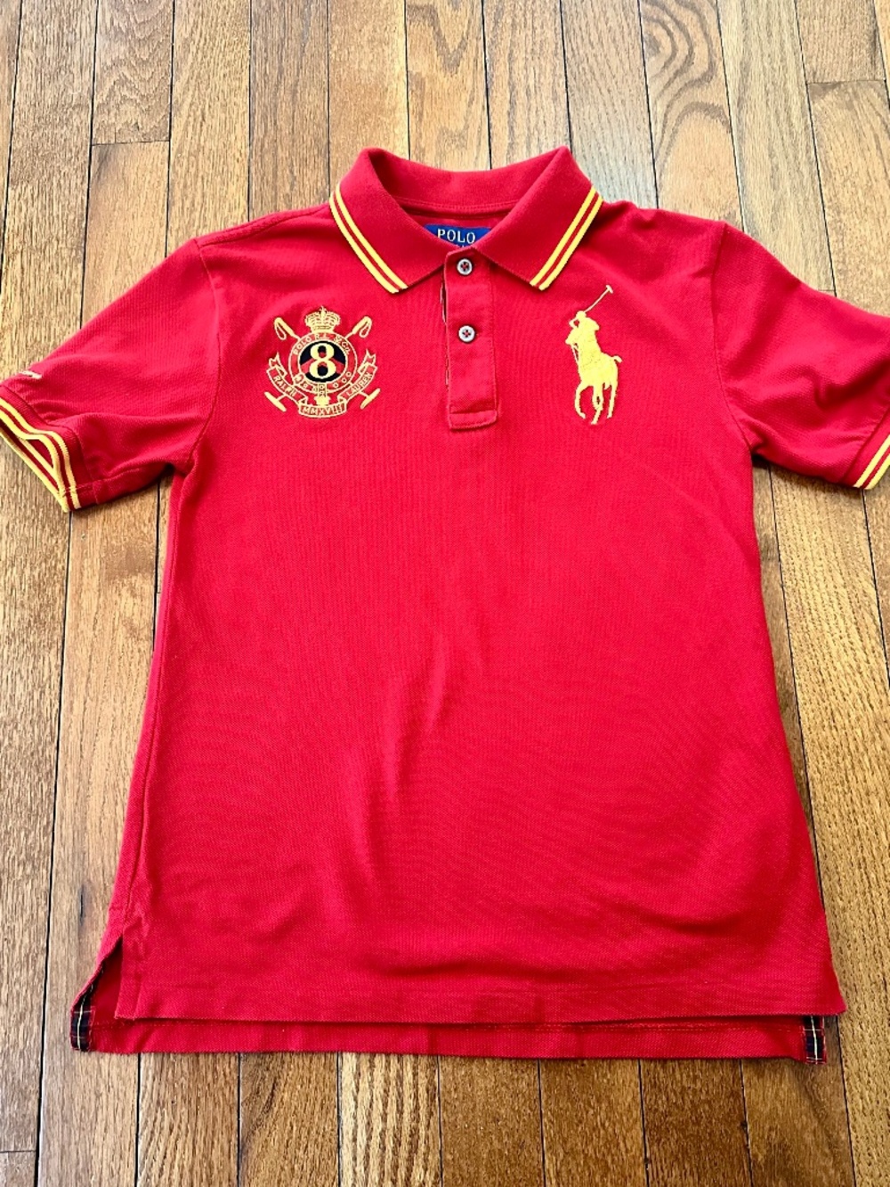 Polo Ralph Lauren Boys Red Big Pony Polo Shirt Crest Logo Short Sleeve Size 8